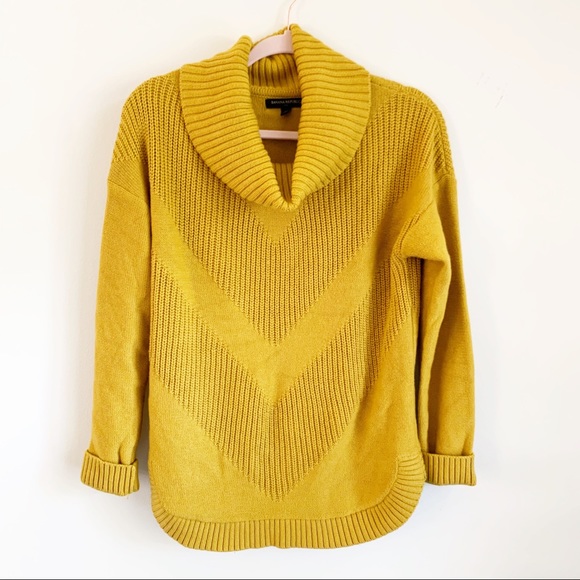Banana Republic Sweaters - Banana Republic Mustard Knit Cowl Neck Sweater M